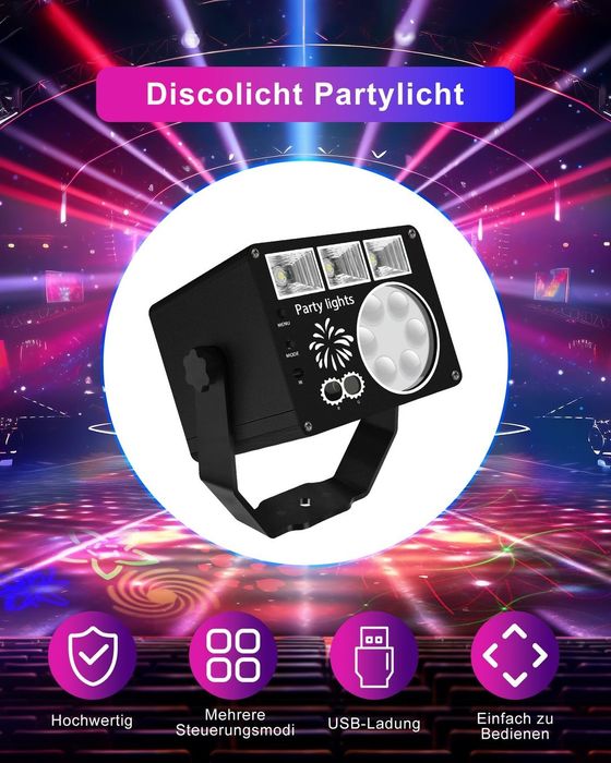 Lumină disco Vicalo LED cu telecomandă + control muzică, stroboscop