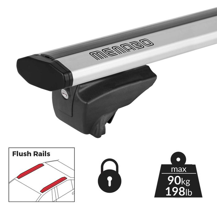 Алуминиеви напречни греди багажник MENABO Lince XL плътен рейлинг