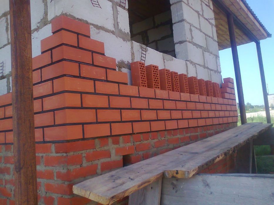 КладкаБалконаГиштКирпичБлокФасадПадрашивкаОблицовочныйКирпичомДемантаж