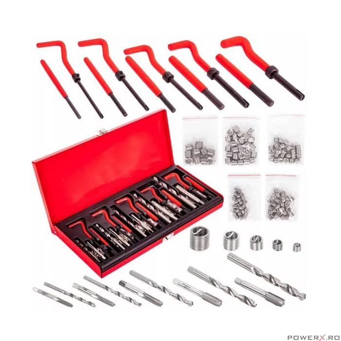 Set pentru reparat filete, M5-M12, 131 bucati, Kraft
