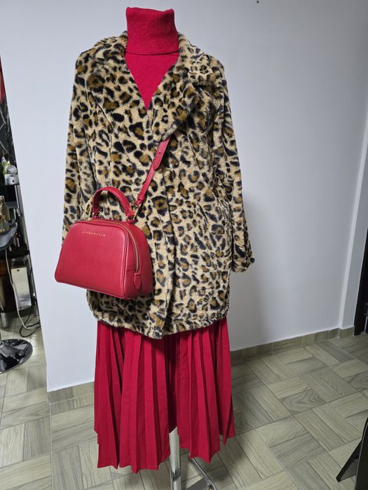 Haina animal print din blana ecologica, model superb