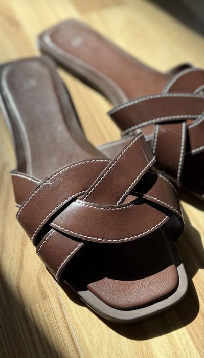 Шлепки коричневые , кожа р.38 бренд H&M