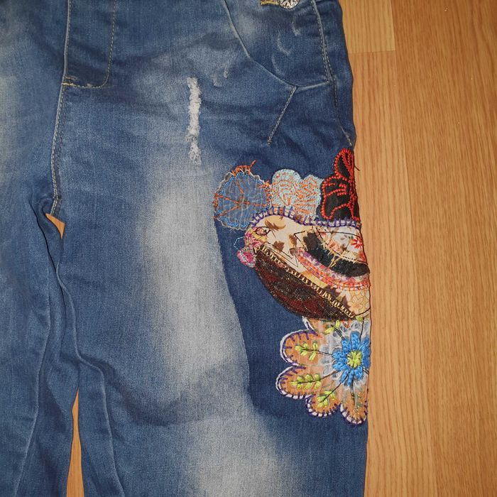 Pantaloni salopeta boyfriend blugi Desigual dama
