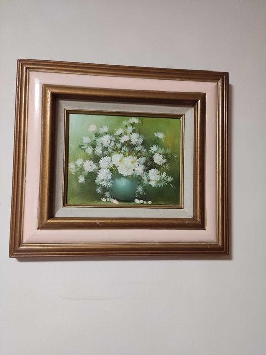 ПРОМО-10%-4бр. маслени картини-натюрморт цветя,морски пейзаж,коне