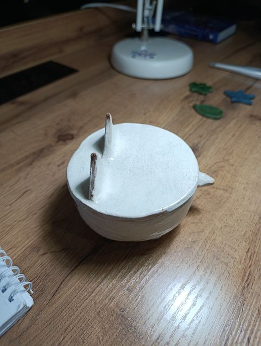 Шкатулка котик из глины.