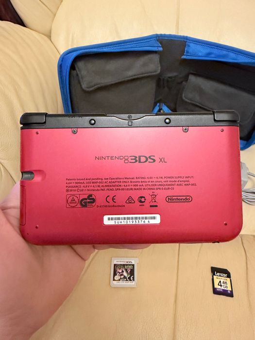 Nintendo 3DS XL Red + оригинален Super Mario калъф + Luigi’s Mansion 2