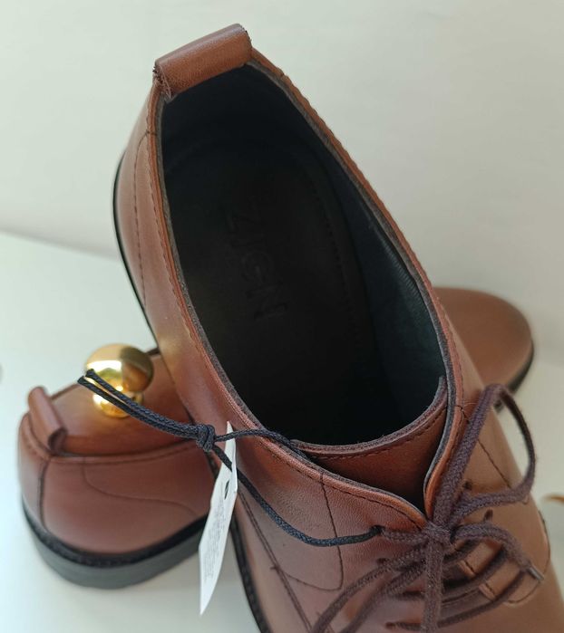 Pantofi derby 42 plain toe premium ZIGN NOI piele naturala