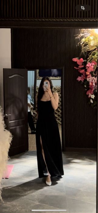 Платье черное длинное в обтяг, Размер М