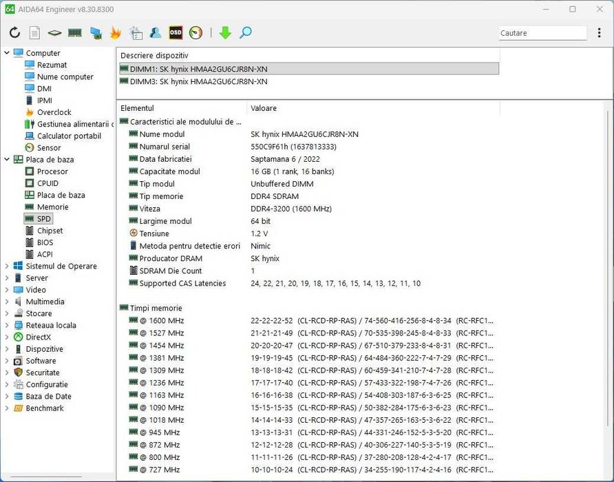 Kit memorii PC, SK Hynix, 32Gb (2x16Gb), ddr4, Frecvența 3200MHz,