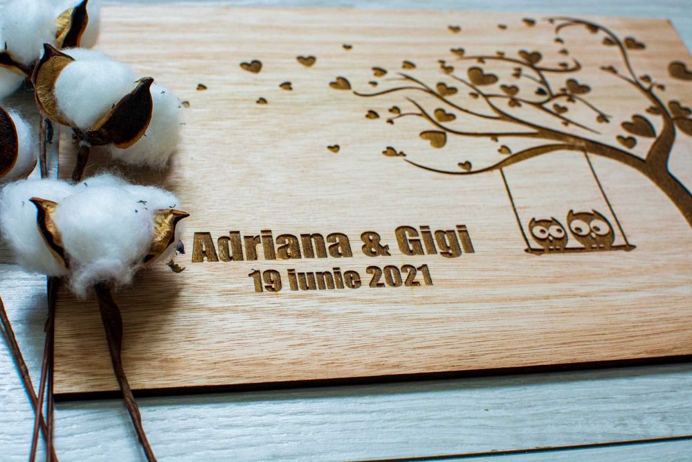 Album foto lemn nunta guestbook photobook jurnal personalizat