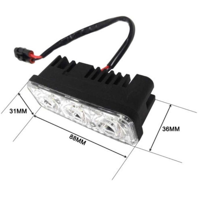 Комплект 3 LED дневни светлини за автомобил 12V - 2 броя.