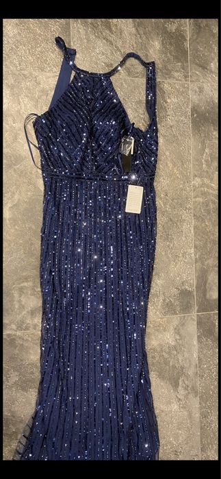 Rochie de seara - albastru inchis cu paiete