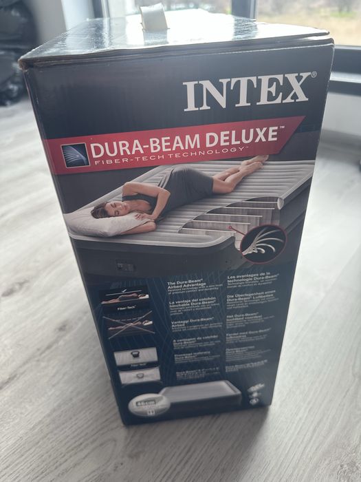 Saltea gonflabila, Intex Dura-Beam Deluxe, Gri, 203 x 152x 46 cm