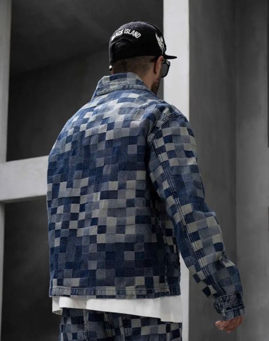 Мъжко дънково яке - карирано