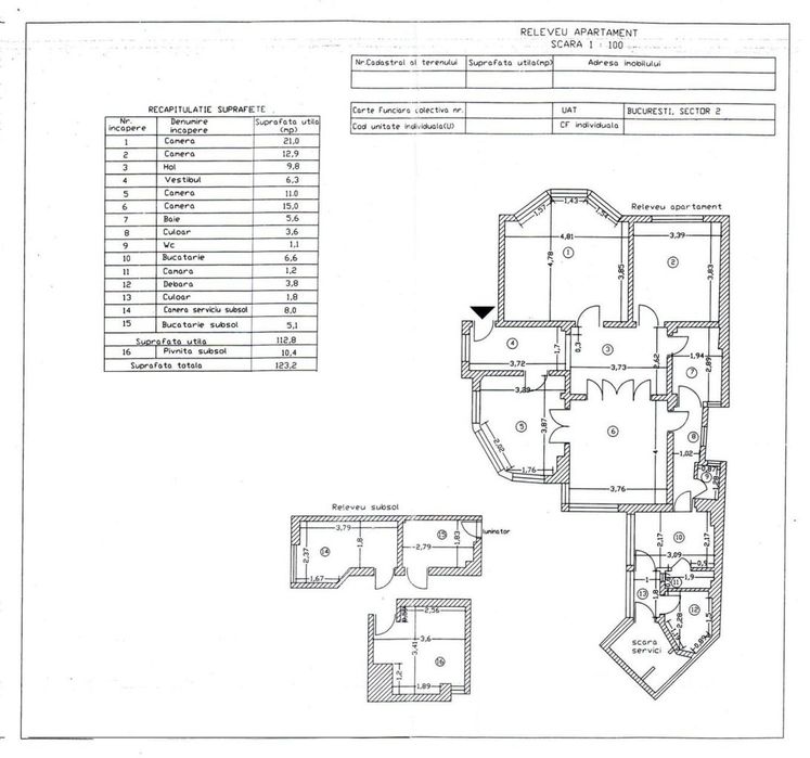 Vanzare apartament patru camere in vila cartierul Armenesc curte
