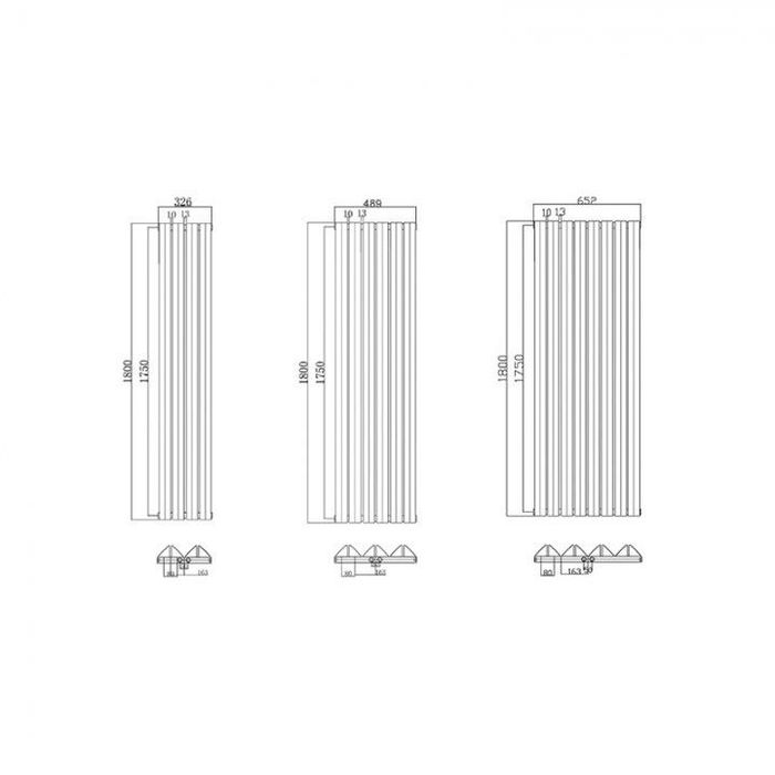Дизайнерски вертикален радиатор 1800х489мм | Двоен | Триъгълен профил | Бял