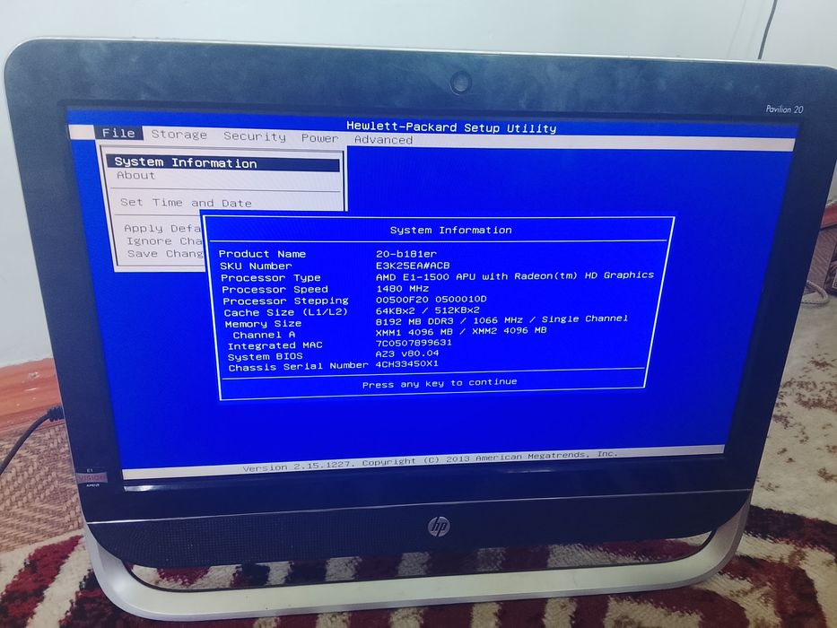 продаю моноблок HP pavilion 20