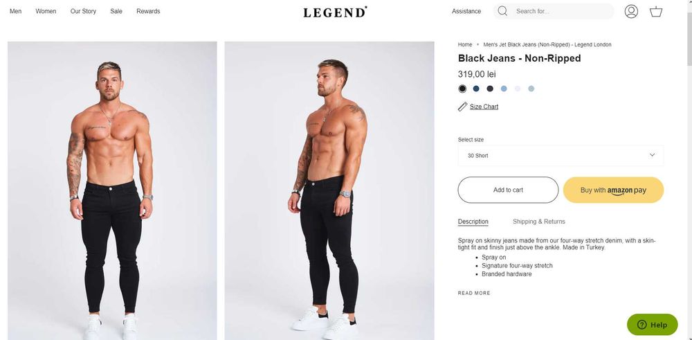 Men's Jet Black Jeans (Non-Ripped) - Legend London