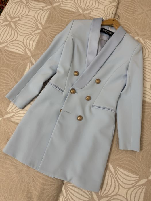 Платье-пиджак голубое