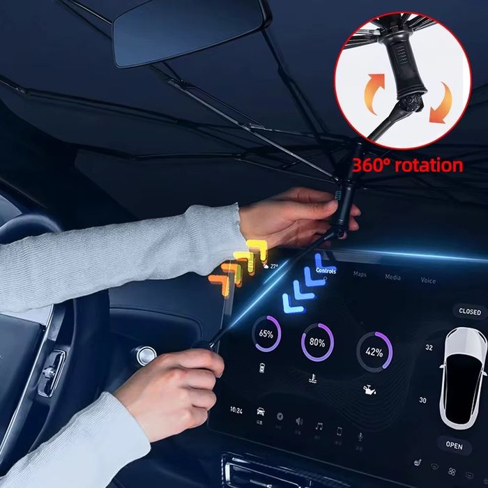 Parasolar Auto Tip Umbrela 140×79 cm cu Maner 360°