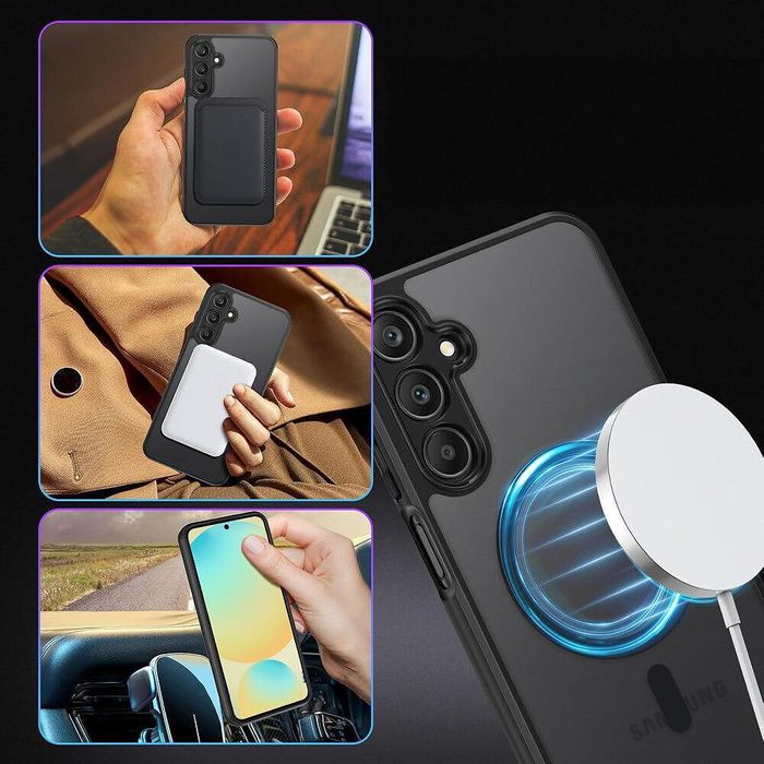 Матов magsafe кейс за samsung galaxy s25+ plus - черен