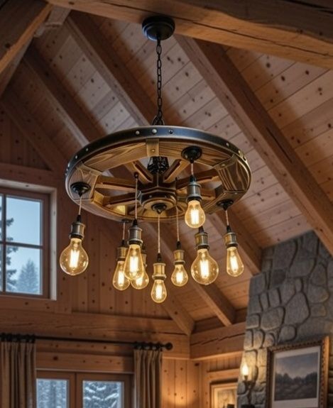 Люстра -колесо в стиле LoFT