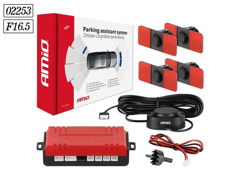 Парктроник AMIO с 4 сензора, черни / Ф16.5 / Парктроници / 02253