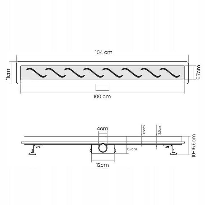 Линеен сифон за баня от неръждаема стомана Aquamarin 100 см