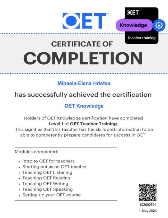Engleză adulți/elevi – Speaking,Writing, IELTS, OET, STANAG, Cambridge