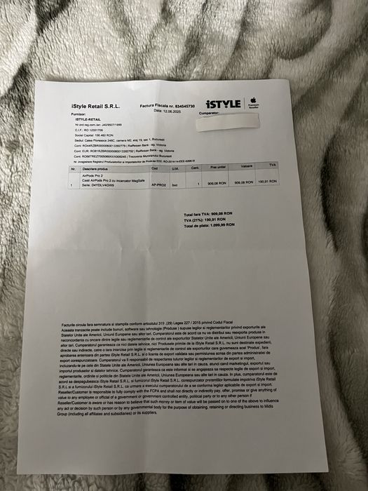 Air Pods pro gen2 cu factura de la Istyle