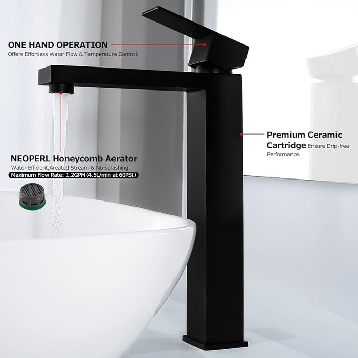 Висок смесител за баня ( Черен )