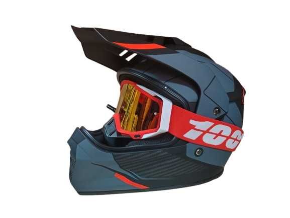 Каска Крос Мотор/Скутер/Бъги/Вело/АТВ с очила 100%