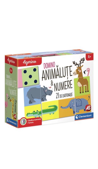 Joc Clementoni Agerino - Domino, Animalute si Numere, 4 ani +