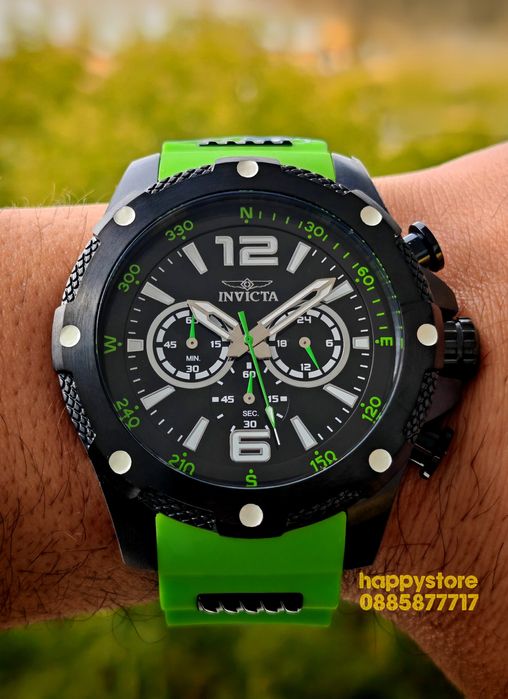 INVICTA Axis Black/Green 50mm, Инвикта нов ръчен часовник