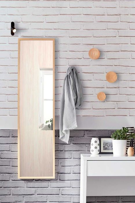 Oglinda dreptunghiulara INSPIRE MILO, 30 x 120 cm, rama din lemn, finisaj lemn deschis, bej
