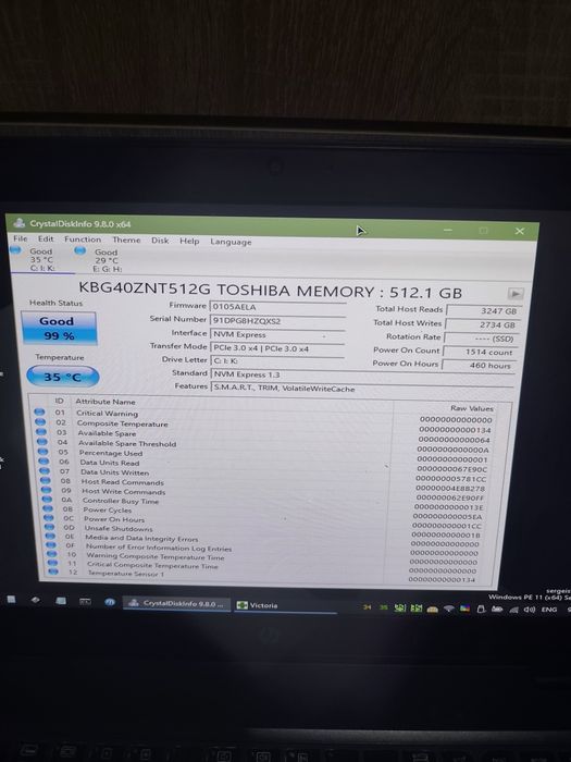 Ssd Toshiba 512gb 99%