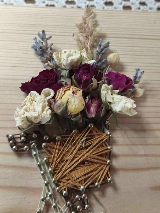 Два броя картини ретро колело със сухи цветя