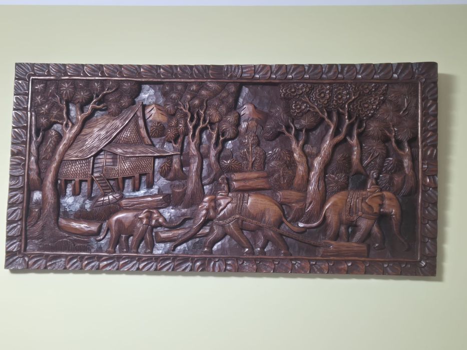 3 Tablouri din lemn masiv, origine Thailanda