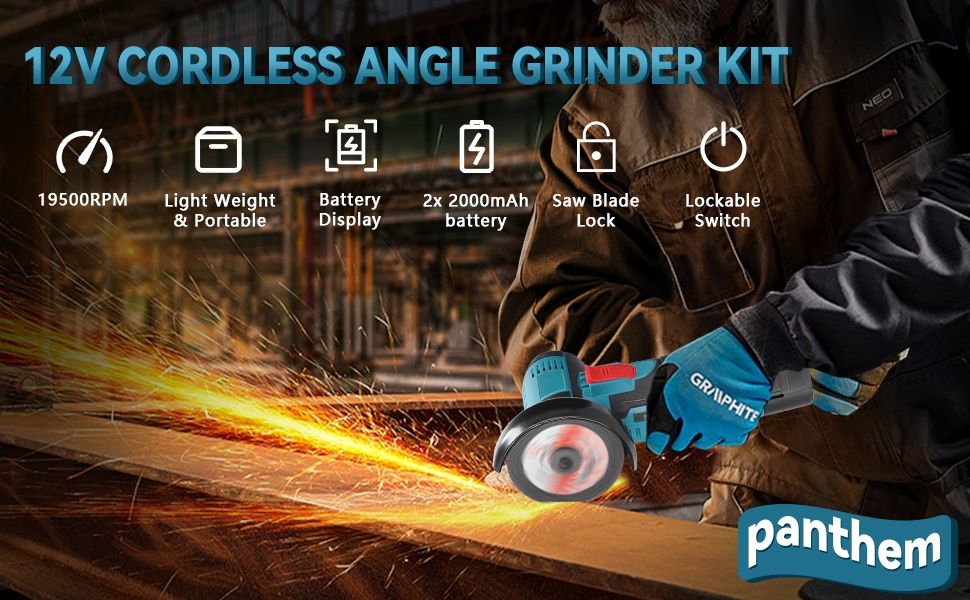 Мини Акумулаторен Ъглошлайф (Ръчна Шлайфмашина) с две батерии и кутия