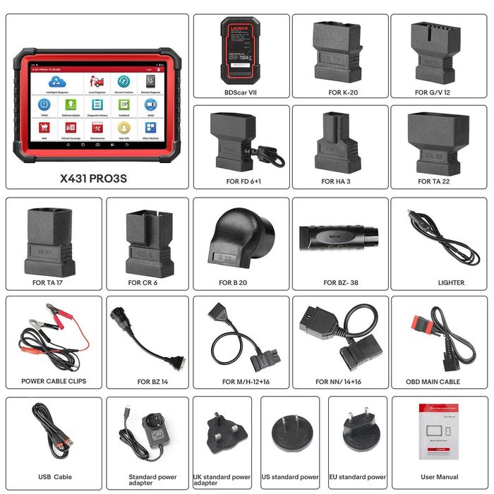 Tester diagnoza multimarca LAUNCH X431 PRO3S+ V5.0, meniu Romana, Maghiara, tableta 10.1" Android, 4GB 64GB, ADAS, 55+ servicii, 2 ani update