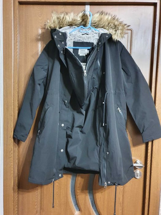 3 в 1 зимна парка за бременни - преди,  по време и след бременността S