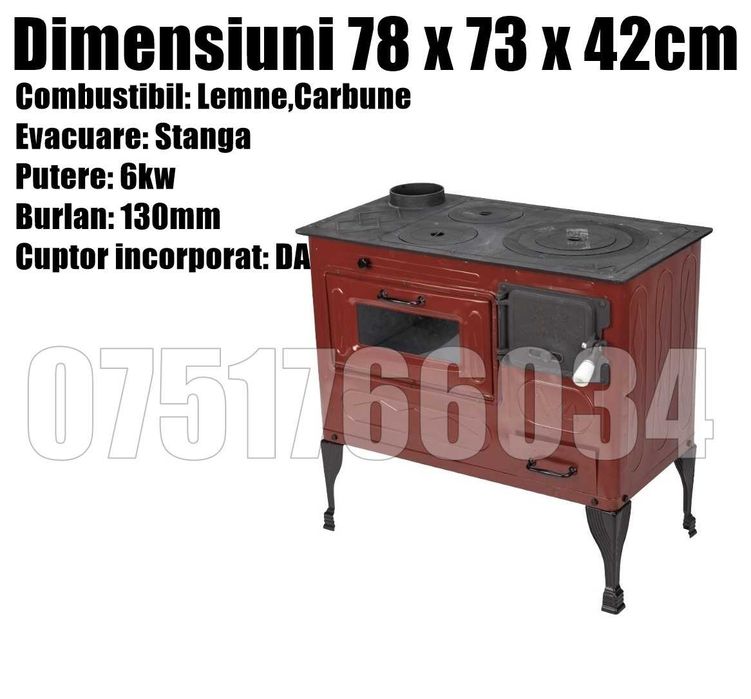 Soba Maro Dreapta Stanga Spor Plita Cuptor Gatit 6KW livratGRATUIT MM