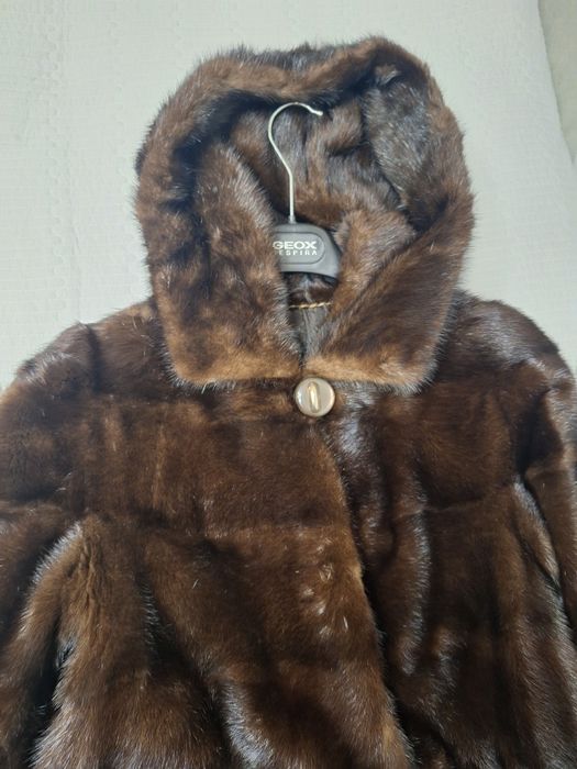 Норковая шуба с капюшоном