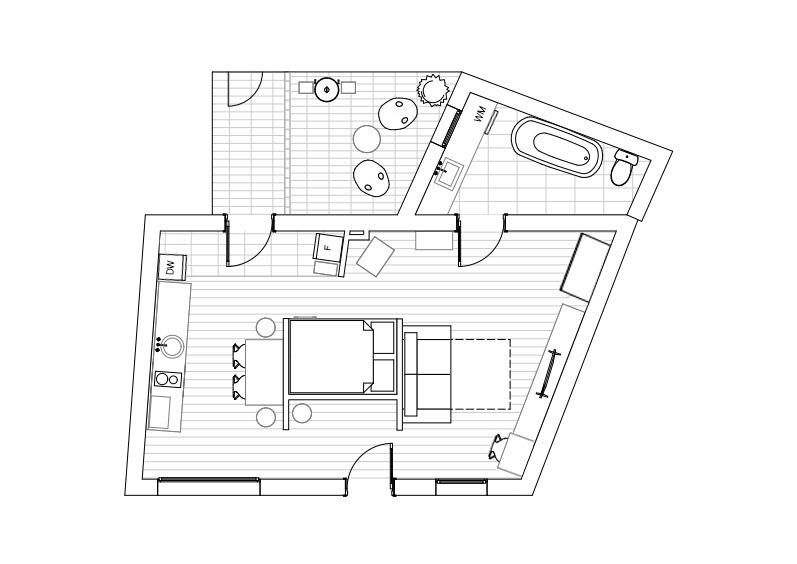 Apartament cu 1 camera de vanzare - zona centrala, Parcul Feroviarilor. Pret 160.000€