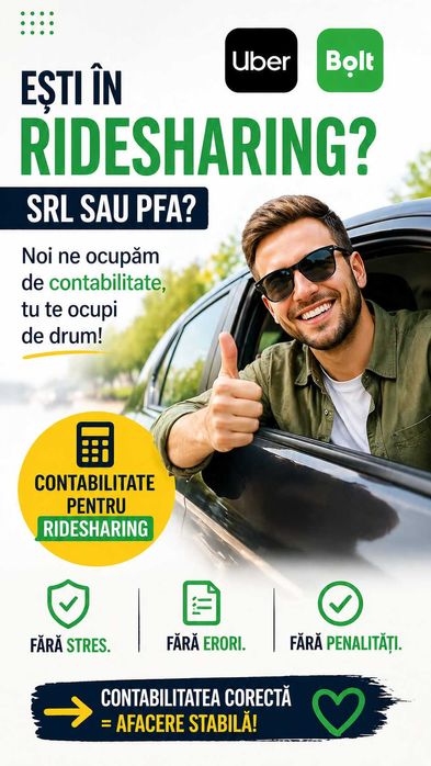 Contabilitate ridesharing (Uber, Bolt) SRL sau PFA