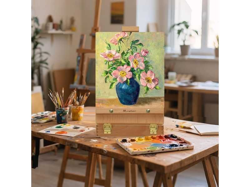 НОВИ! Настолен статив - куфар за рисуване регулируем масив