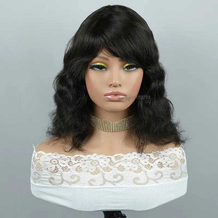 Естествена чуплива перука с бретон