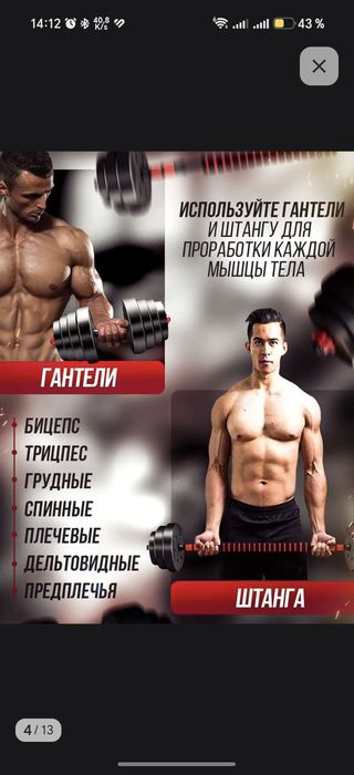 Гантели штанга трансформер