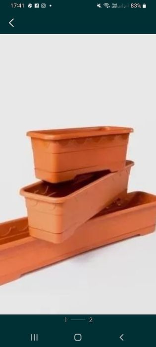 2 Jardiniere cu tavita NR.1, 33X13X13 cm