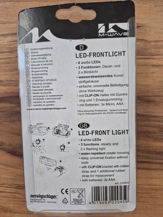 Lampa frontală pentru bicicletă M-Wave